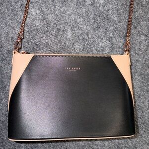 Ted Baker Black and cream Crossbody Bag with rose gold chain